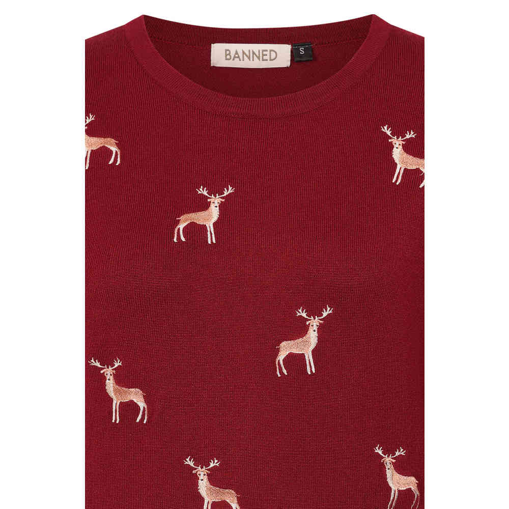 Banned - Ruby Sweet Deer Strick pullover - Bordeauxrot
